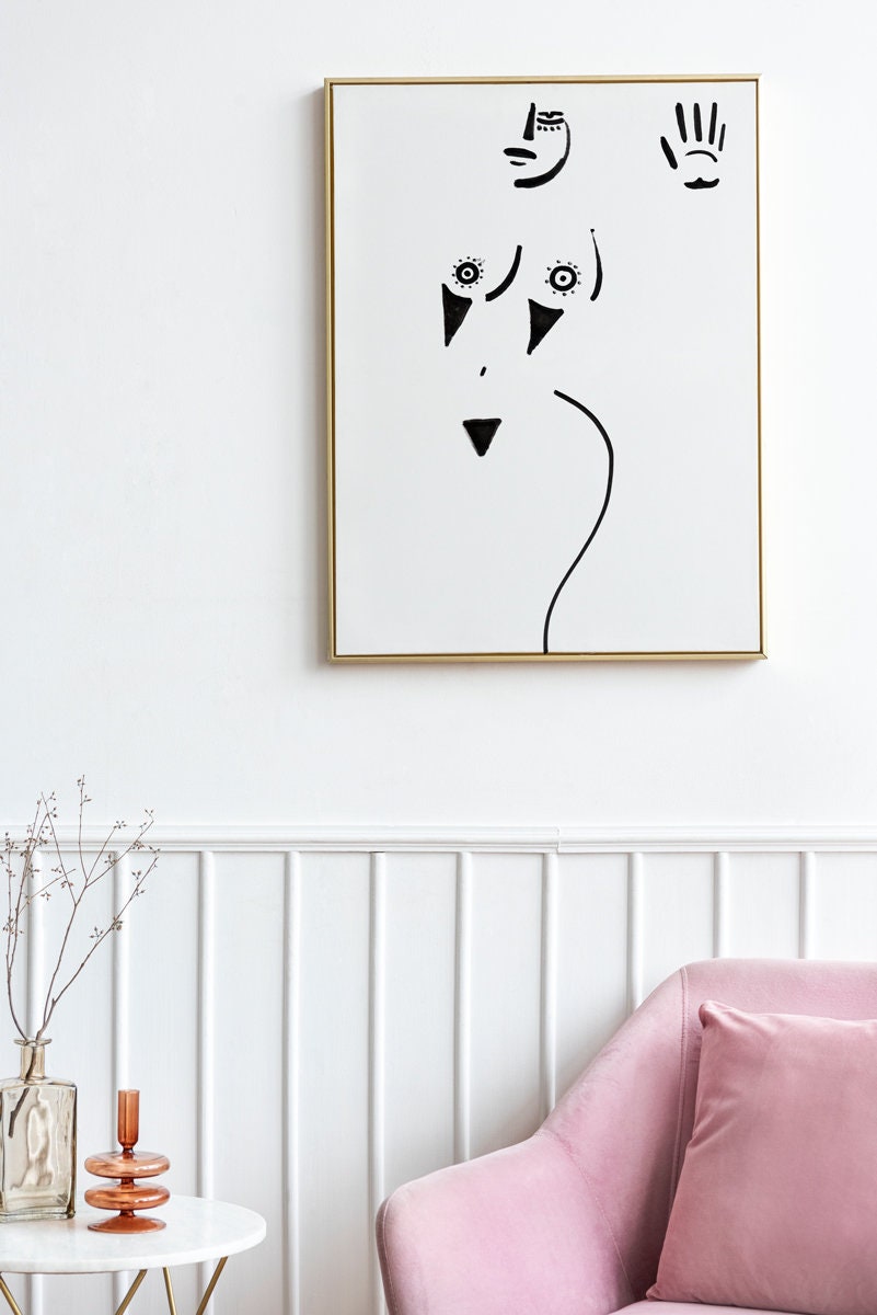 Nude Woman Print, Digital Download, Minimalist Erotic Art, Black and White Decor, Wall Art, Gift for Her, Romantic Printable Poster