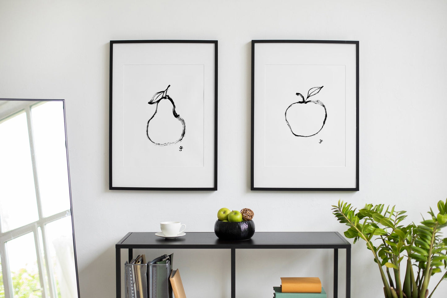 Bundle Kitchen Wall Art, Set of 4 Fruit Print, Pear Apple Lemon & Avocado, Digital Download, Fruit Market Print, Minimalist Kitchen Decor