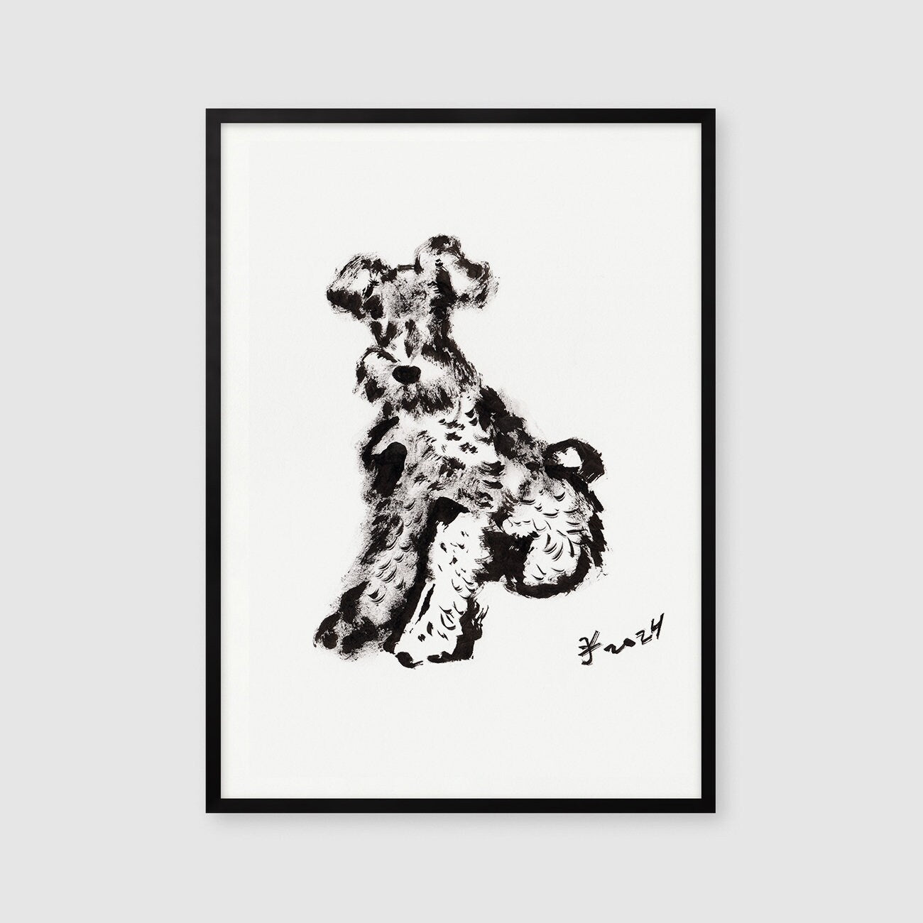 Miniature Schnauzer Dog Breed Print, Digital Download, Dog Wall Art, Dog Drawing, Schnauzer Printable, Dog Lover Gifts, Mini Schnauzer Decor