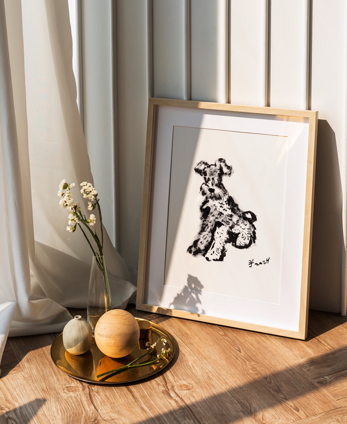 Miniature Schnauzer Dog Breed Print, Digital Download, Dog Wall Art, Dog Drawing, Schnauzer Printable, Dog Lover Gifts, Mini Schnauzer Decor