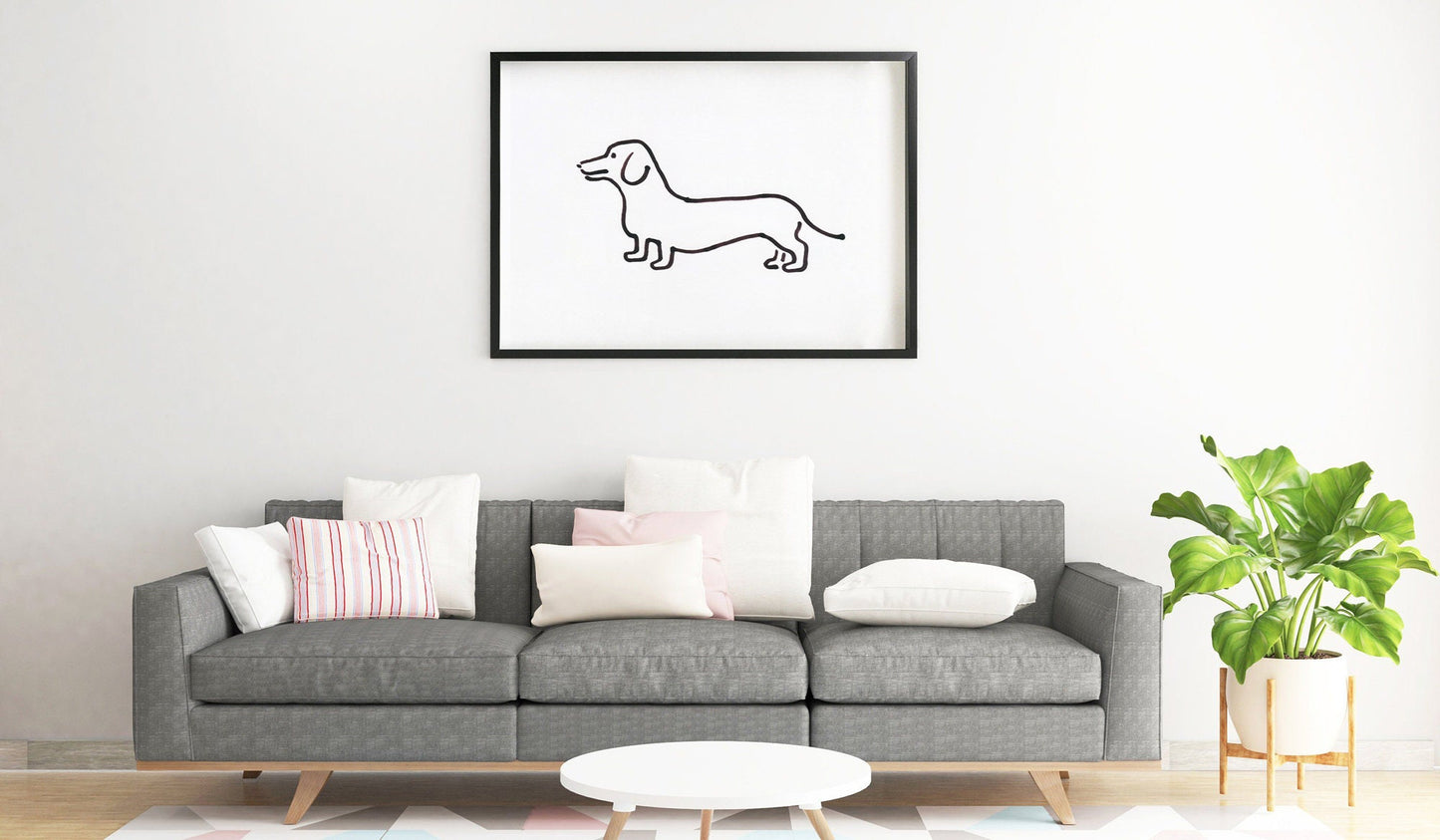 Dachshund Print, Digital Download, Sausage Dog Illustration, Nursery Dachshund Wall Art, Dog Lover Gift, Good Family Dog Art Decor, SVG, PNG