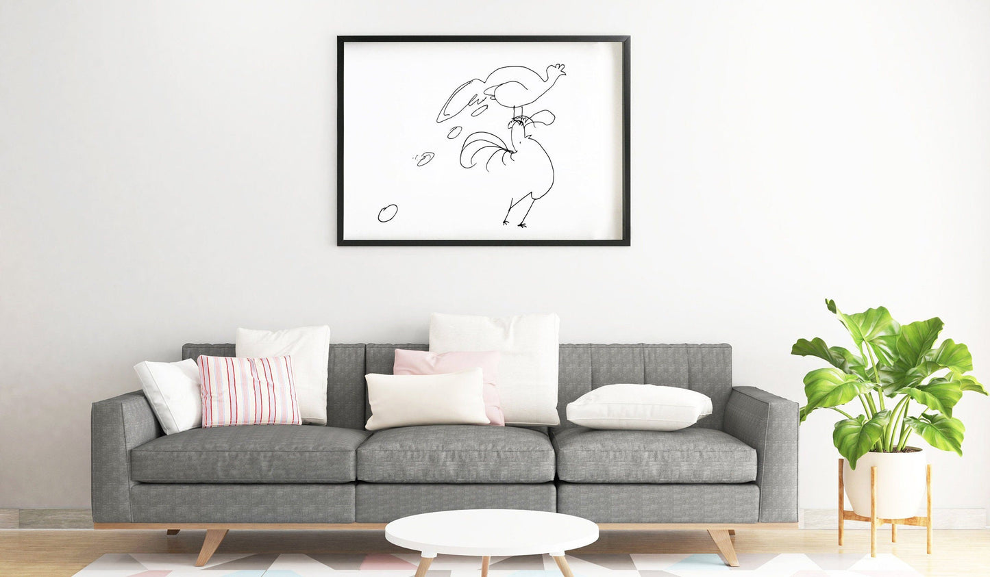 Funny Chickens Print, Whimsical Wall Art, Digital Download, Farmhouse Decor, Minimalist Humorous Illustration, Easter Egg Poster, Rustic Art