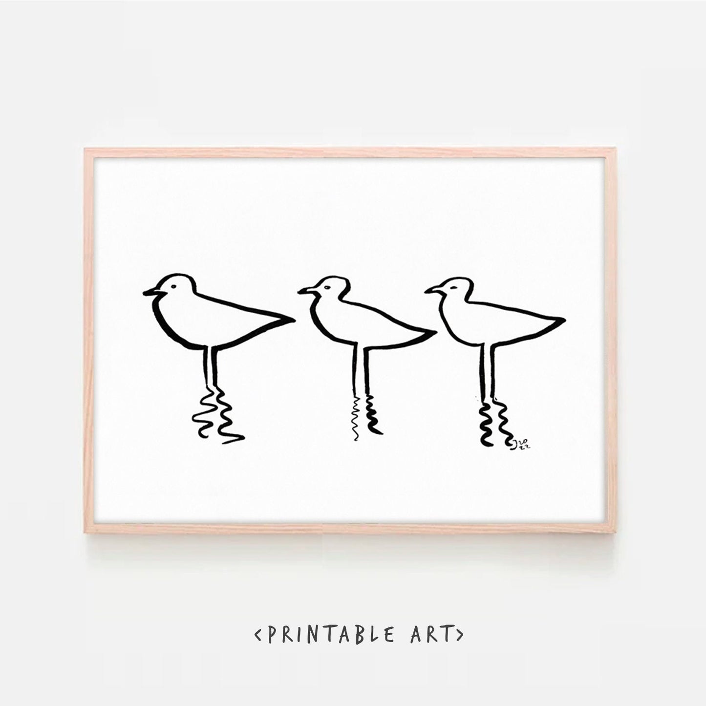 Set of 3 Seagull Prints, Coastal Nursery Wall Art, Digital Download, Minimalist Sea Decor, Ocean Beach House Decor, Kids Room Print, SeaBird