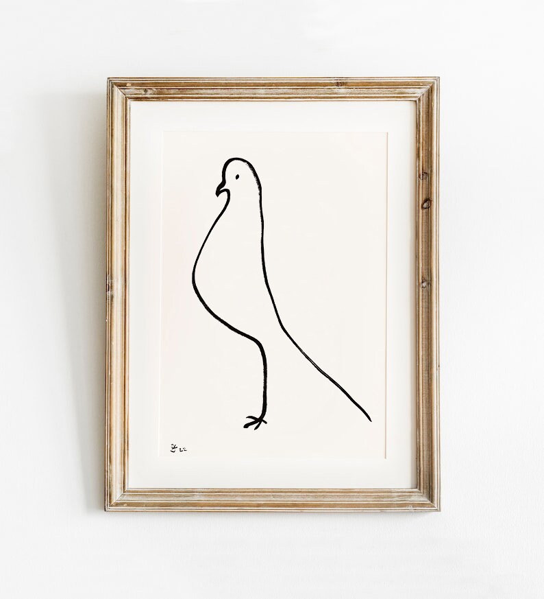 Set of 11 Dove Prints, Digital Download, Nursery Bird Decor, Peaceful Wall Art, Minimalist Pigeon Drawings, Farmhouse Wall Artwork