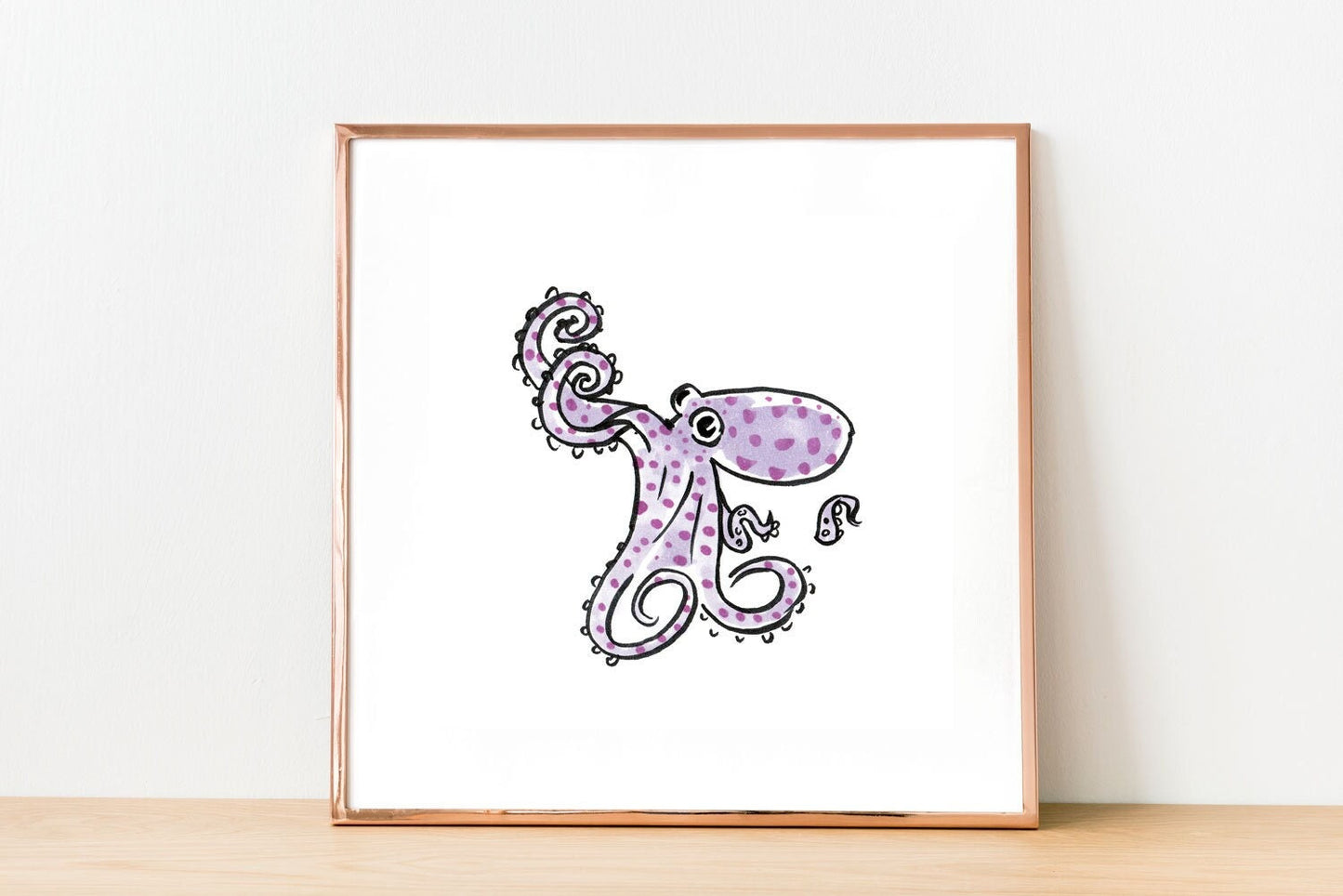 Octopus Nautical Kids Print, Bathroom Nursery Decor, Digital Download, Sea Creature Art, Tentacles Poster, Octopus Illustration for Kids