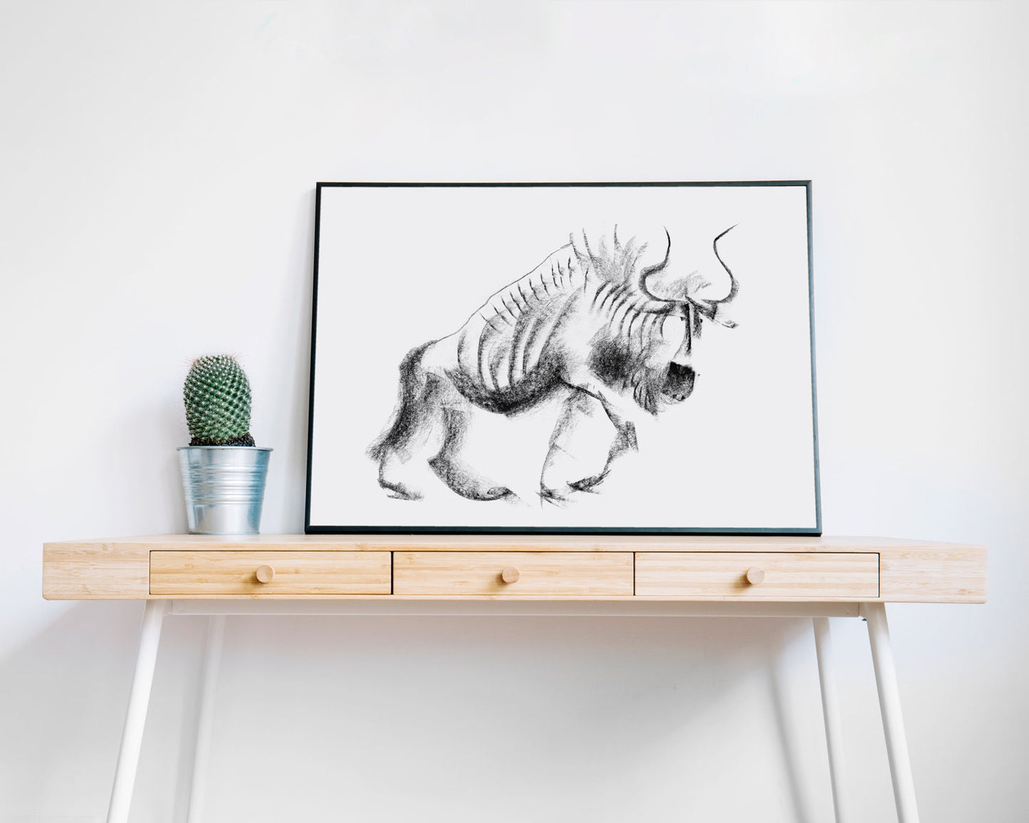 Wildebeest Print, Antelope Digital Download Poster, Tanzania Wall Art, African Safari Art, Nursery Animal Decor, Animal Kingdom, Zoo Print
