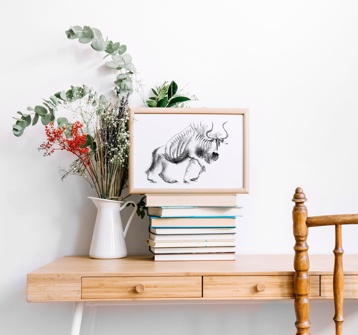 Wildebeest Print, Antelope Digital Download Poster, Tanzania Wall Art, African Safari Art, Nursery Animal Decor, Animal Kingdom, Zoo Print