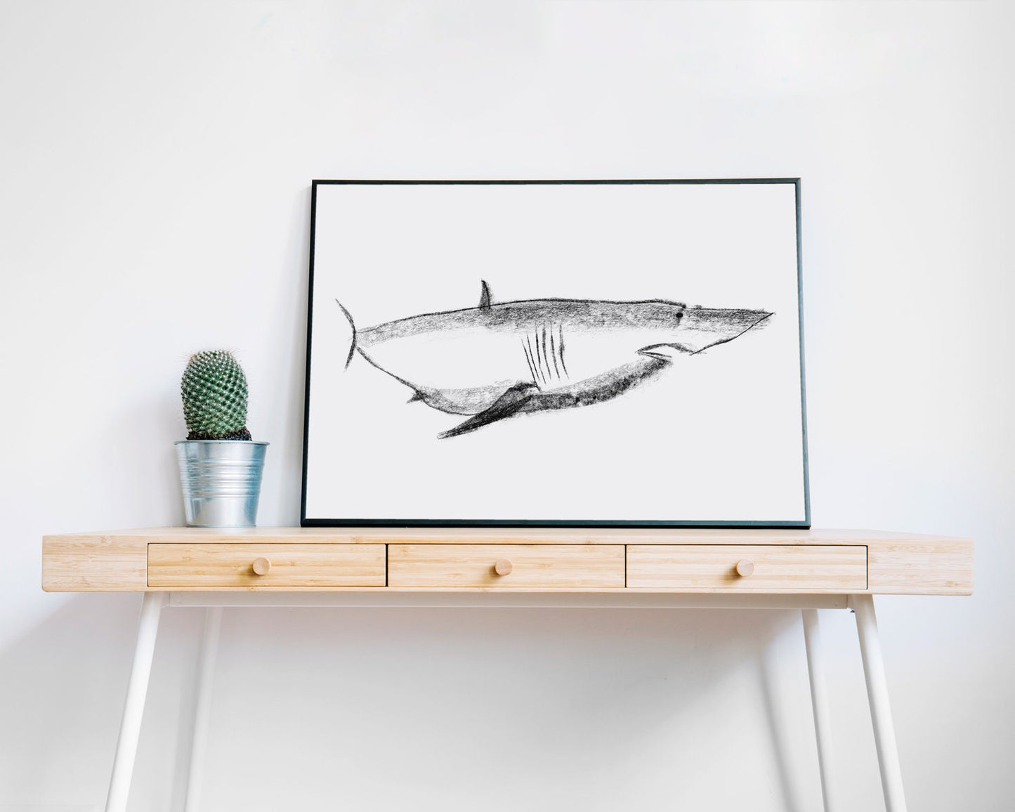 Shark Print, Kids Bathroom Decor, Ocean Beach House Wall Art, Digital Download, Sea Animal Art, Great White Shark Printable, Badly Shark Art