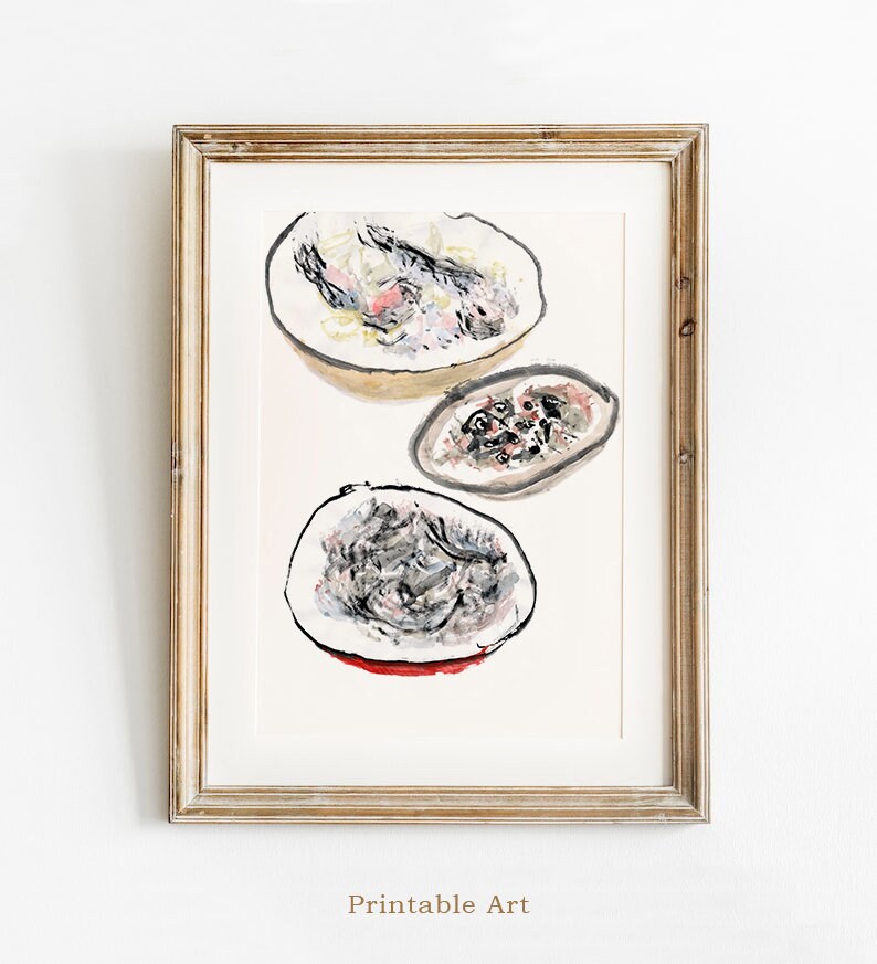 Fish Kitchen Print, Digital Download, Food Abstract Wall Art, Expressionist Fish Painting, Fish Eye Printable, Healthy Cooking Decor