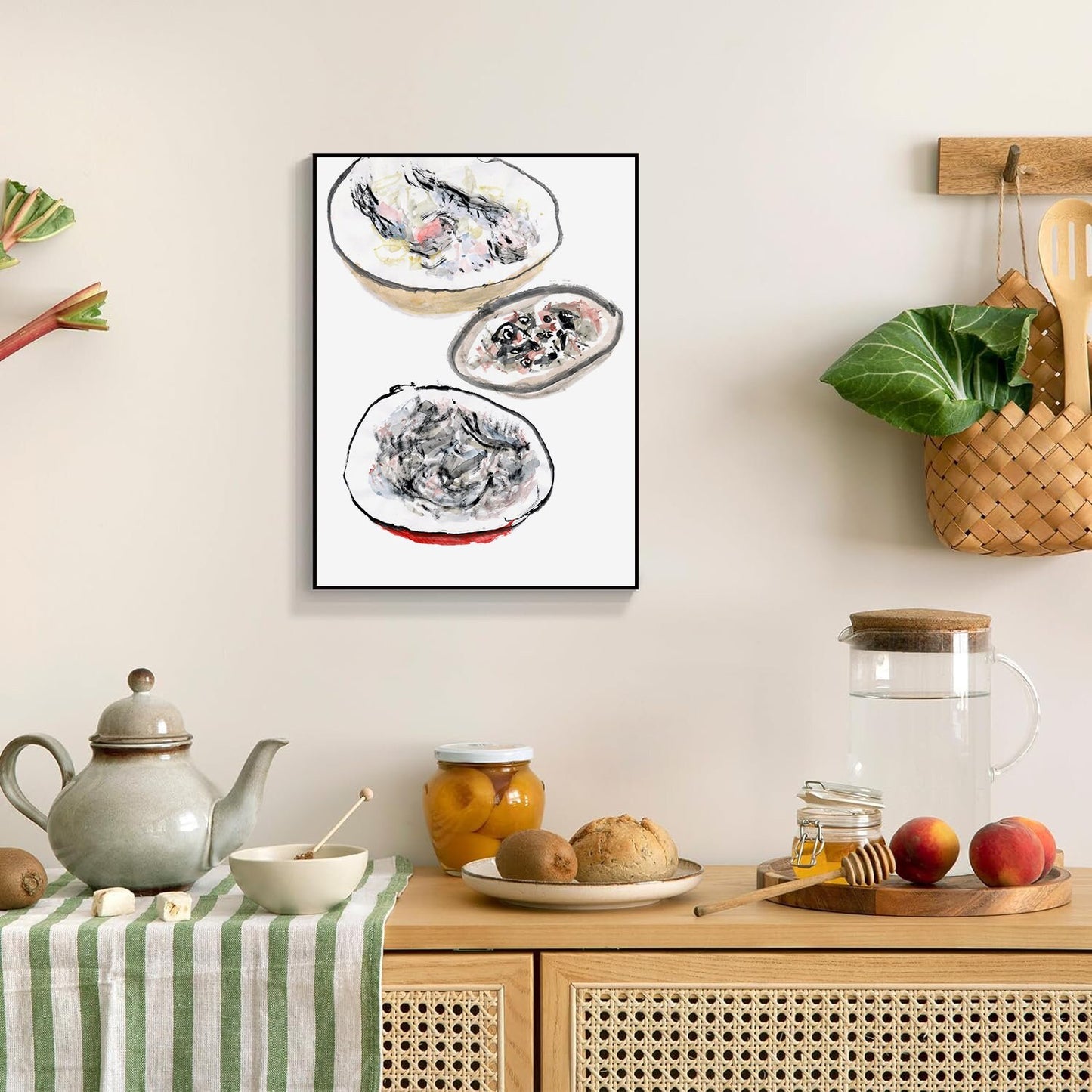 Fish Kitchen Print, Digital Download, Food Abstract Wall Art, Expressionist Fish Painting, Fish Eye Printable, Healthy Cooking Decor