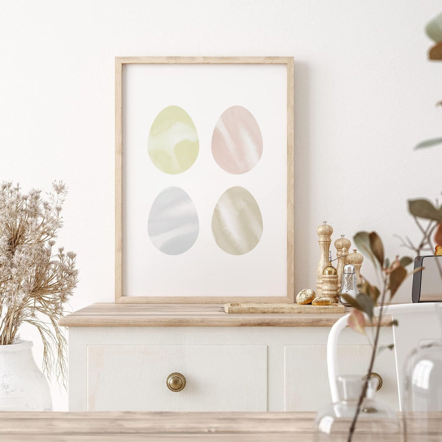 Spring Easter Wall Art, Instant Download, Kids Room Decor, Easter Decorations, Easter Egg Art, Easter Pastel Art, Living Room Decor