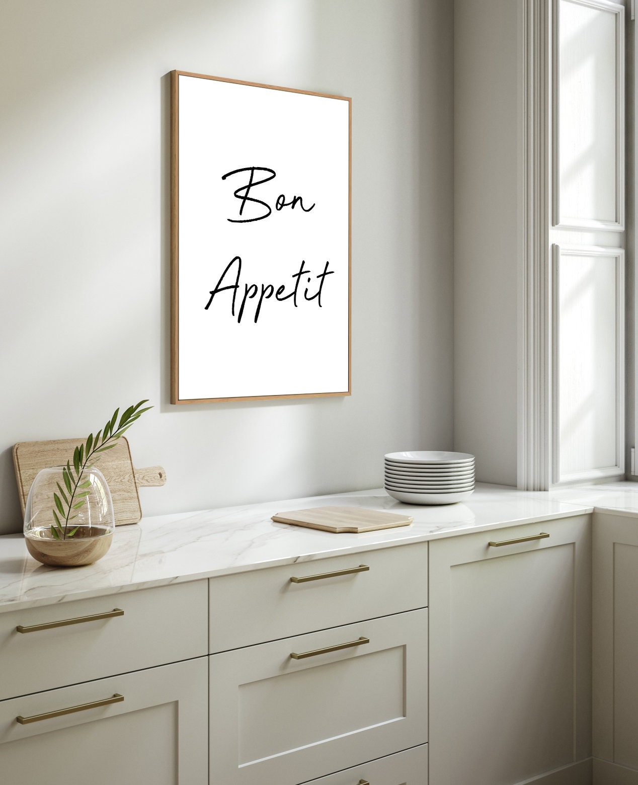Bon Appetit Print, Kitchen Wall Decor, Digital Download, Dining Room Print, French Kitchen Printable, Simple and Minimalist Print