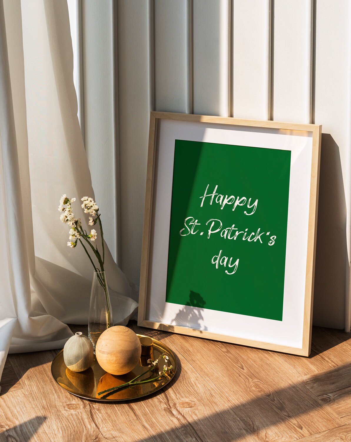 St. Patrick's Day Print, Irish Holiday Digital Download, Green Wall Art, Typography Printable Room Decor, Happy Wish Print