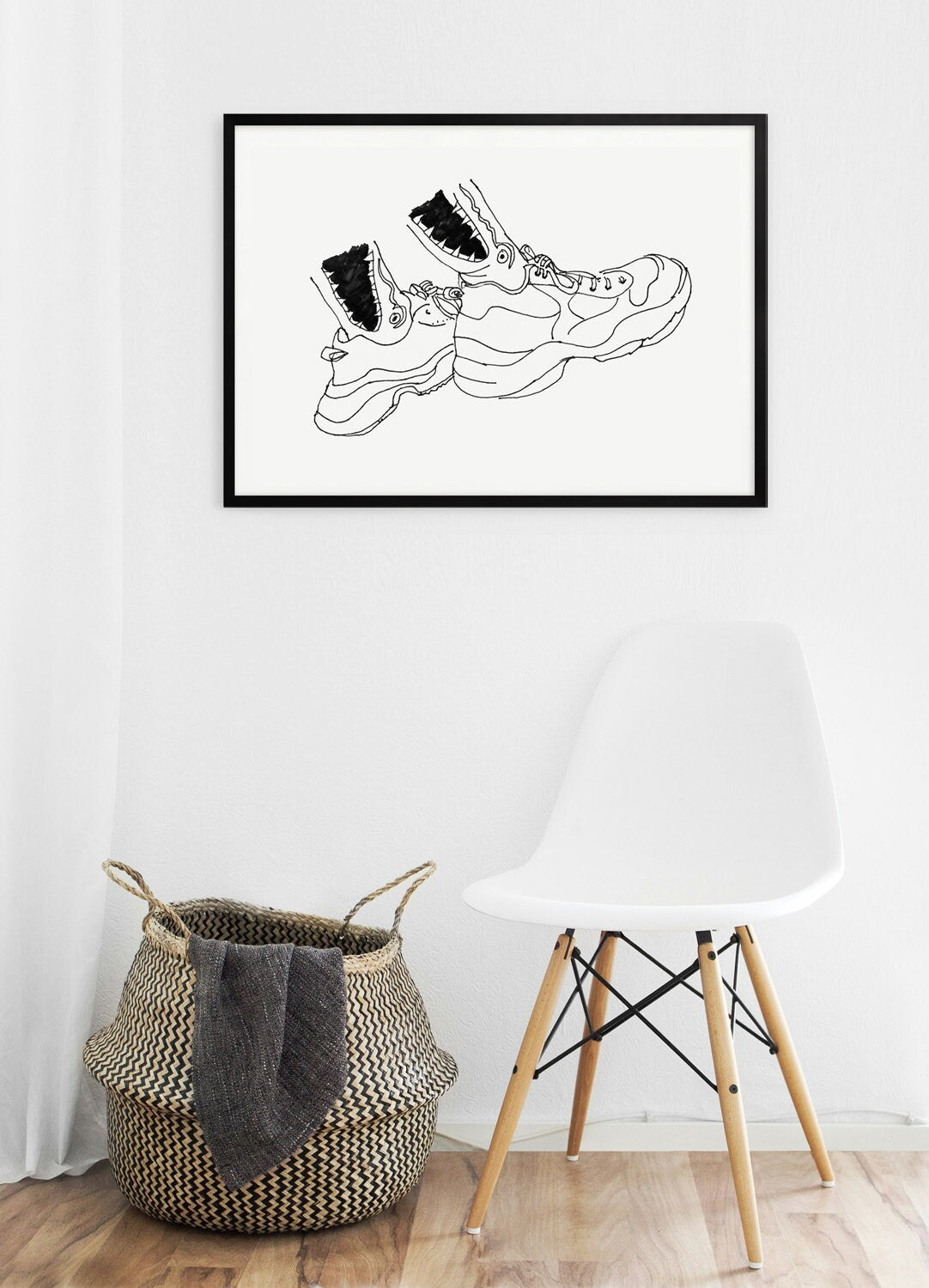 Sneakerhead Room Art, Digital Download, Teen Boy Wall Art, Black and White Poster, Sneaker Drawing, Line Art Illustration, Printable Shoes