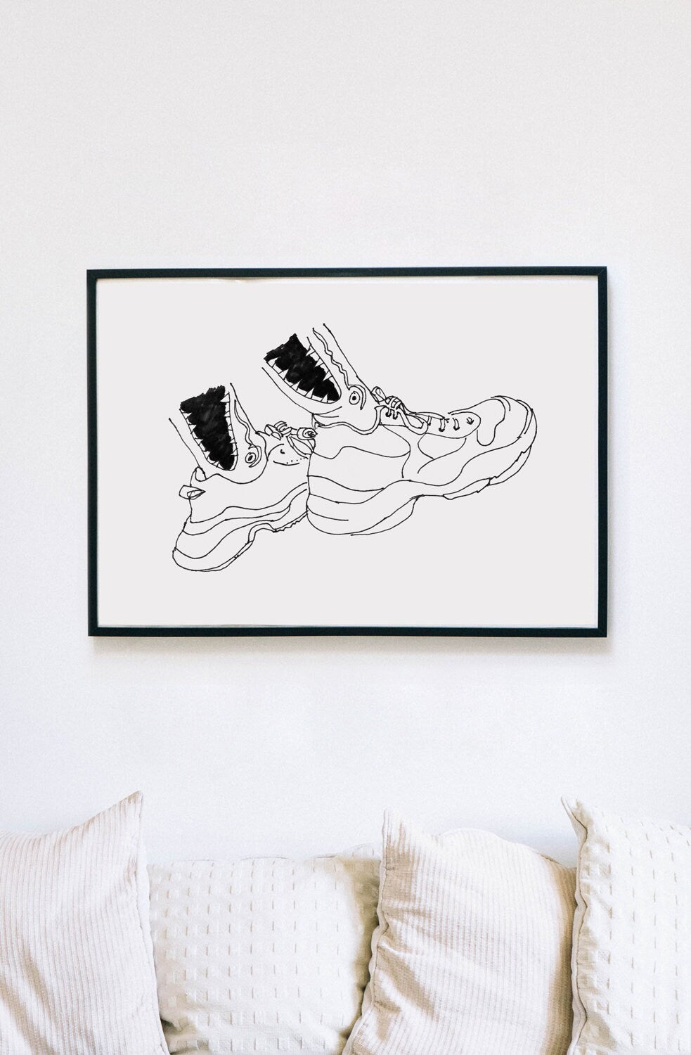 Sneakerhead Room Art, Digital Download, Teen Boy Wall Art, Black and White Poster, Sneaker Drawing, Line Art Illustration, Printable Shoes