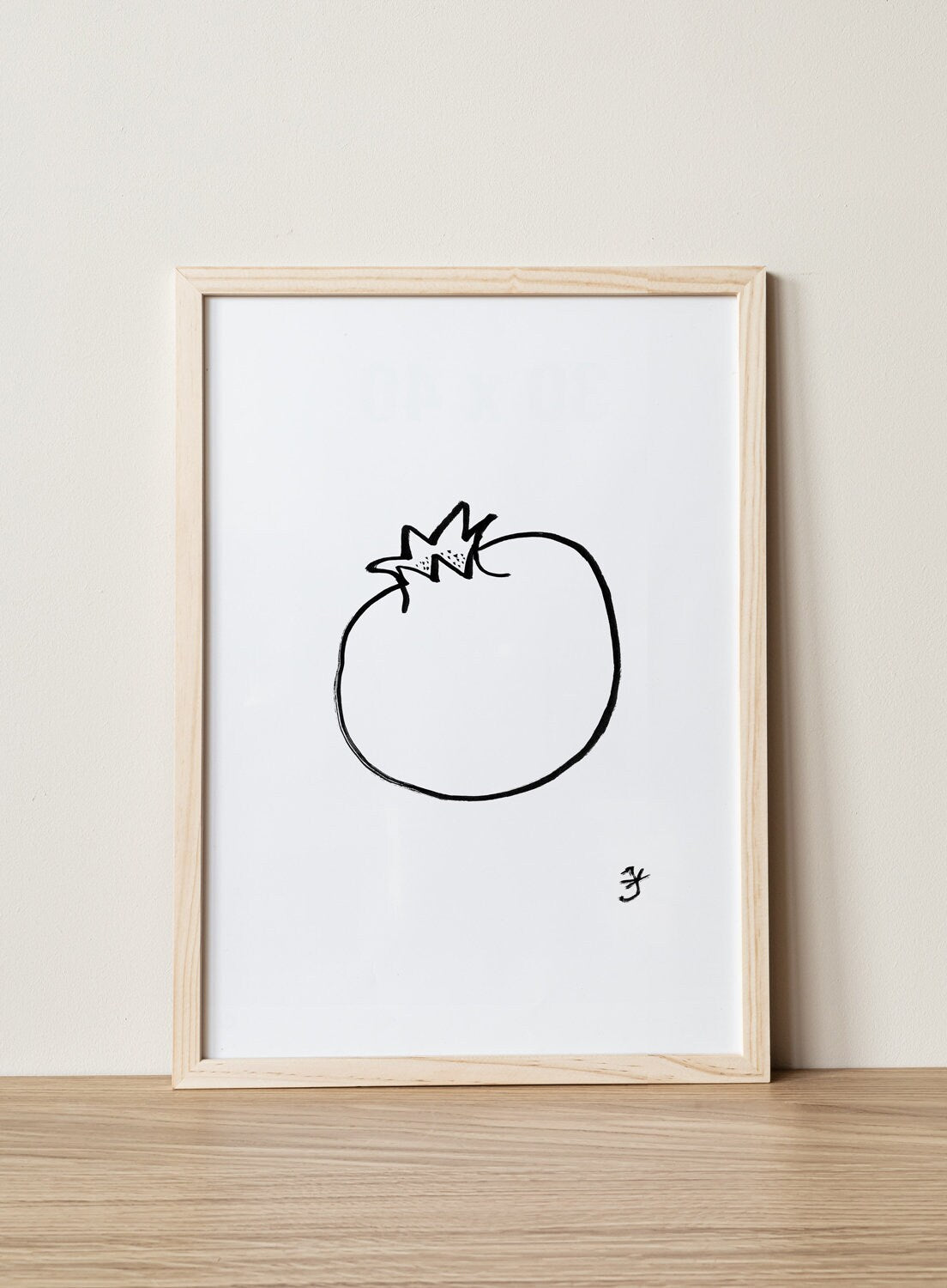 Pomegranate Print, Minimalist Fruit Wall Art, Instant Download, Pomegranate Ink Drawing, Winter Fruit Printable, Kitchen Black and White