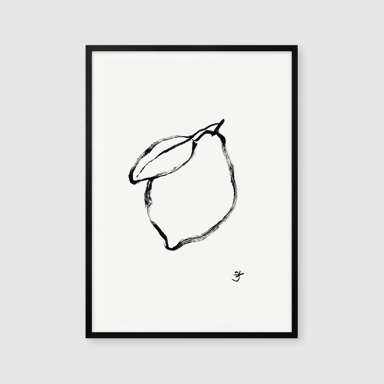 Minimalist Lemon Print, Black and White Dinner Room Wall Art, Still Life Drawing, Fruit Decor, French Kitchen Art, Citrus Digital Download