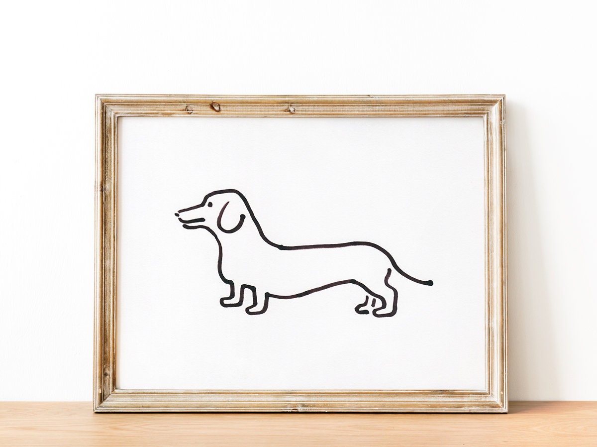Dachshund Print, Digital Download, Sausage Dog Illustration, Nursery Dachshund Wall Art, Dog Lover Gift, Good Family Dog Art Decor, SVG, PNG