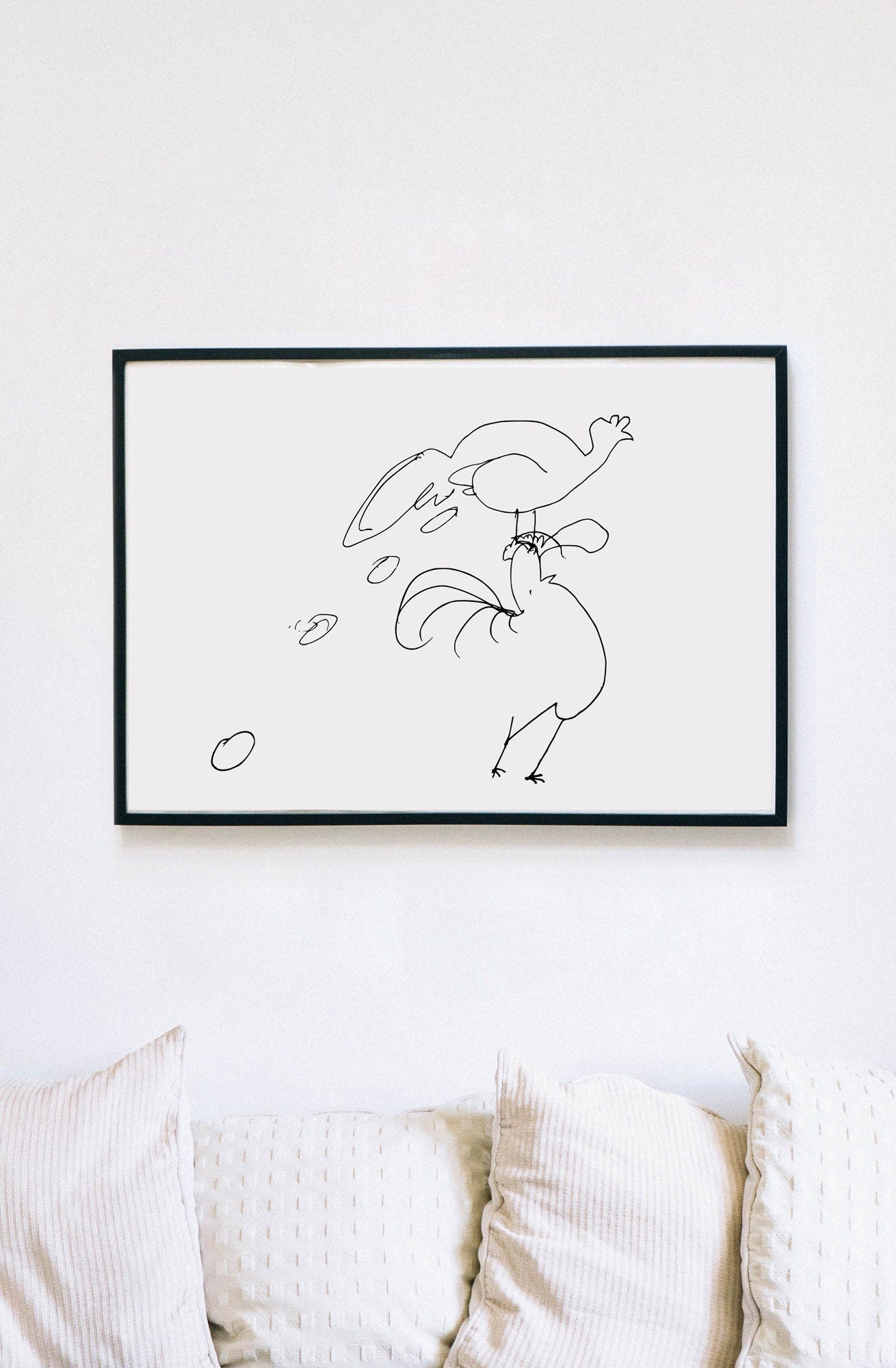 Funny Chickens Print, Whimsical Wall Art, Digital Download, Farmhouse Decor, Minimalist Humorous Illustration, Easter Egg Poster, Rustic Art