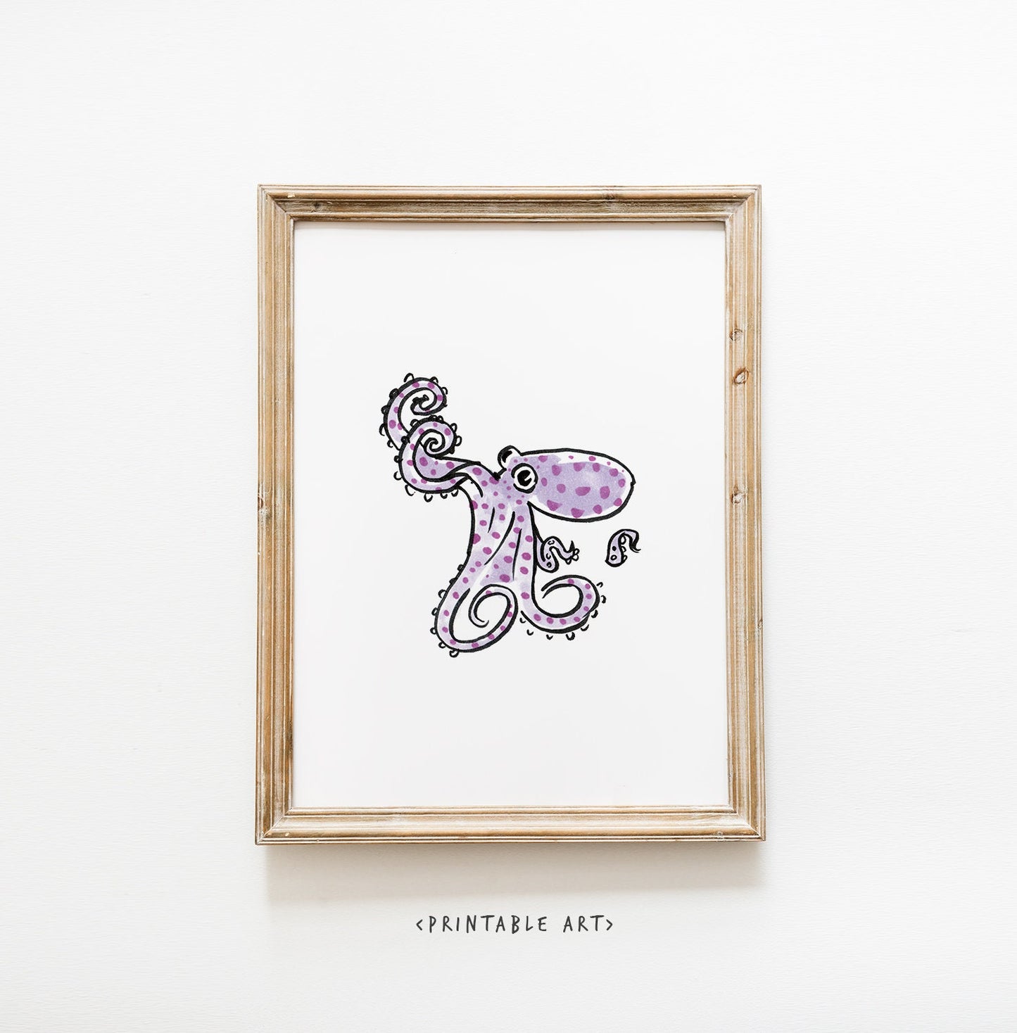 Octopus Nautical Kids Print, Bathroom Nursery Decor, Digital Download, Sea Creature Art, Tentacles Poster, Octopus Illustration for Kids