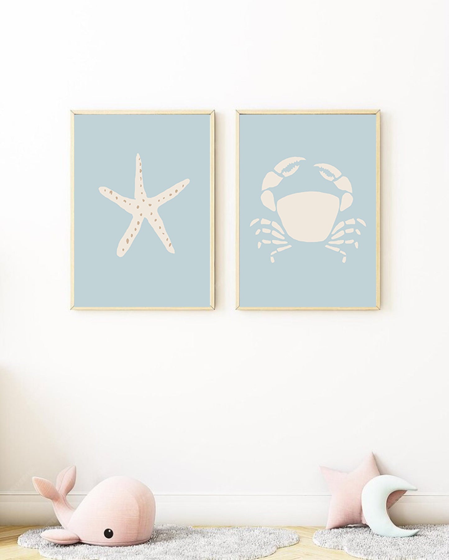 Coastal Nursery Decor, Kids Bathroom Wall Art, Baby Blue Wall Art, Beach House Decorations, Sea Lover Gift, Seagull Poster, Set of 6 Prints