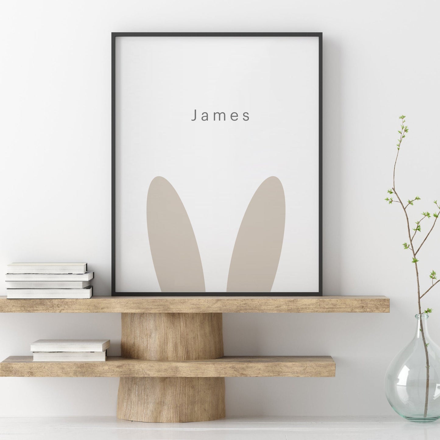 Personalized Easter Bunny Ears Print, Nursery Minimalist Wall Art, Digital Download, Baby First Easter Gift, Spring Wall Art, Easter Decor