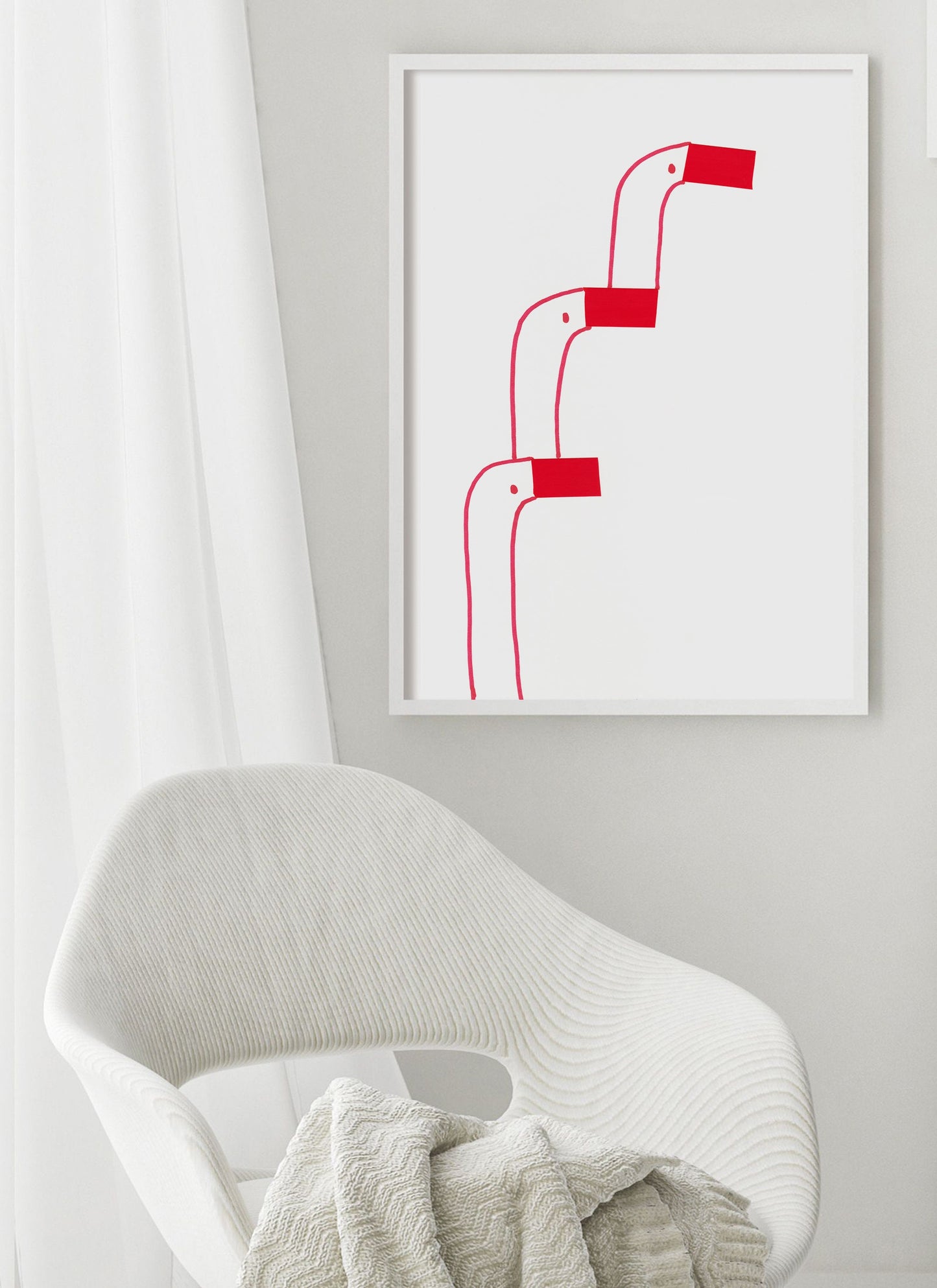 Whimsical Goose Wall Art, Kids Room Decor, Baby Shower Goose, Bathroom Decorations, Red Printable, Instant Download, Gooses Illustration