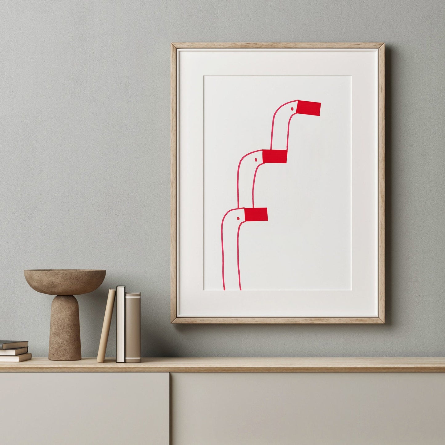 Whimsical Goose Wall Art, Kids Room Decor, Baby Shower Goose, Bathroom Decorations, Red Printable, Instant Download, Gooses Illustration