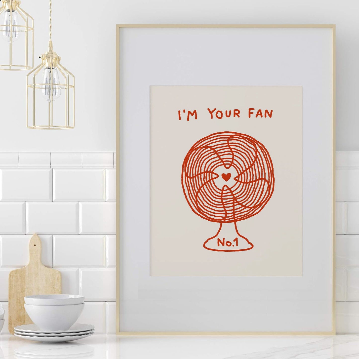 I Am Your Fan Number One Print, Lovers Gift Heart Aesthetic Wall Art, Valentines Day Gift, Electric Fan Print, Trendy Decor Digital Download