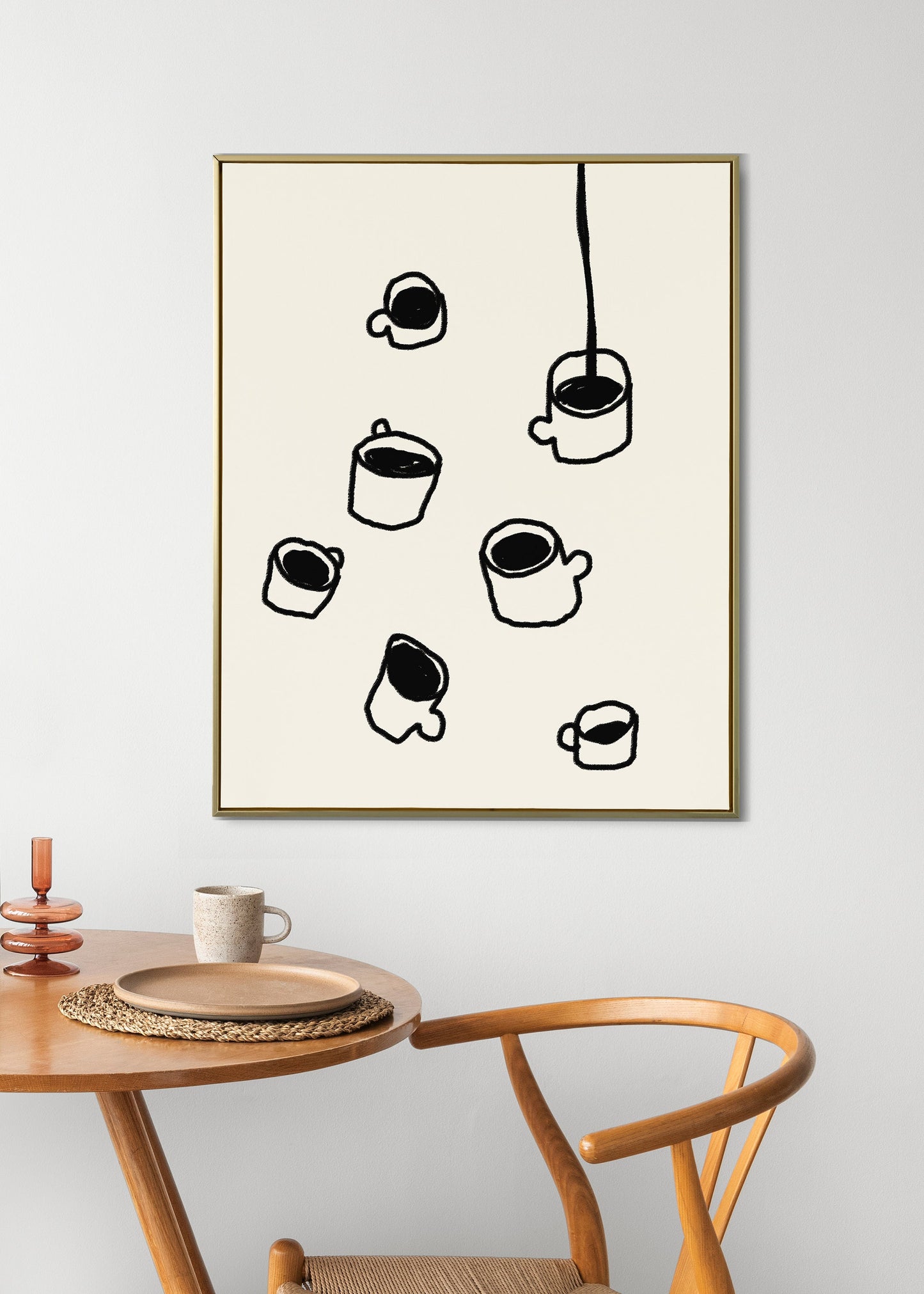Coffee Print, Kitchen Decor, Damn Fine Coffee, Trendy Wall Art, Coffee Morning Poster, Black and Beige Print, Scribble Coffee Drawing