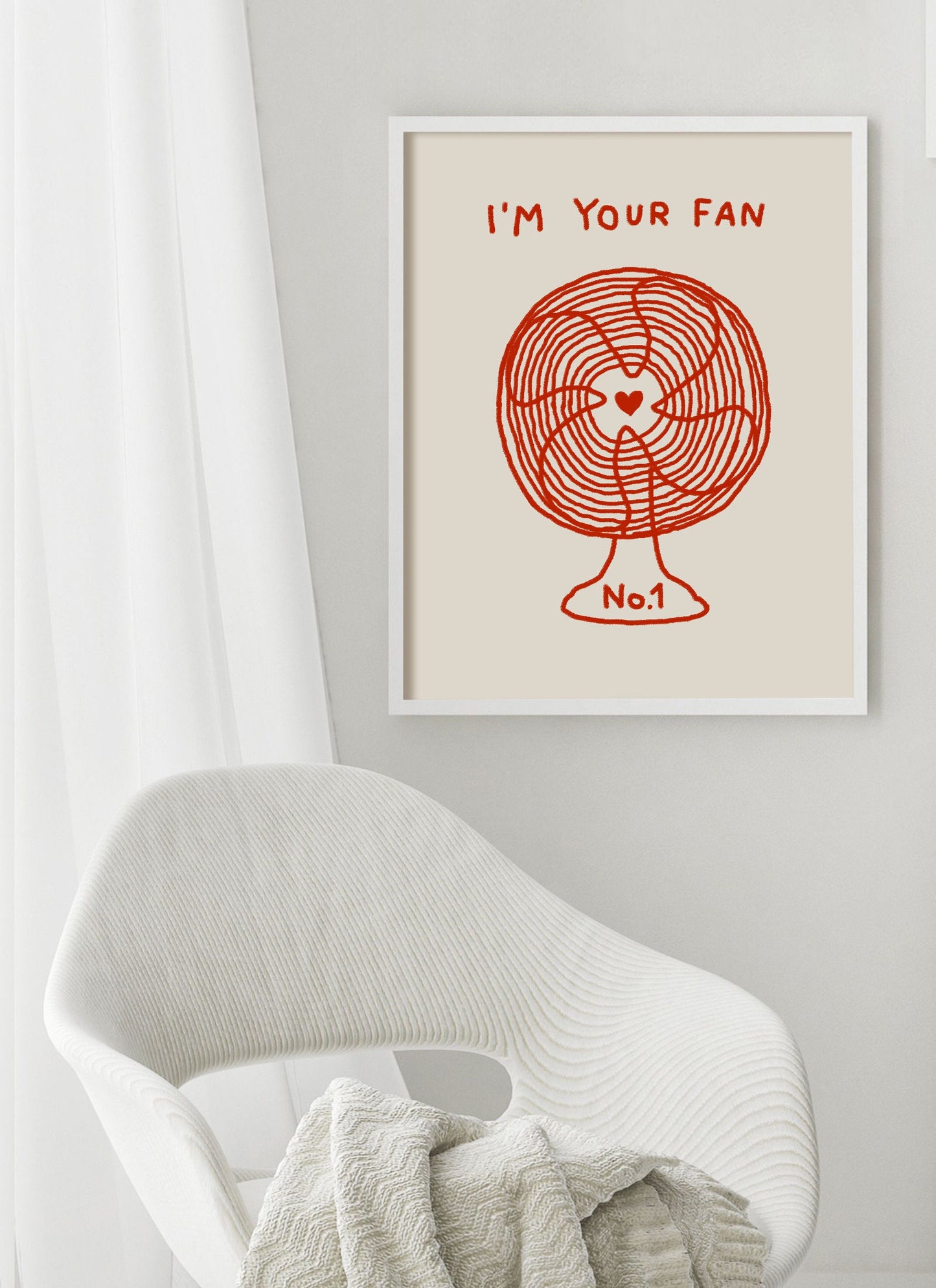 I Am Your Fan Number One Print, Lovers Gift Heart Aesthetic Wall Art, Valentines Day Gift, Electric Fan Print, Trendy Decor Digital Download