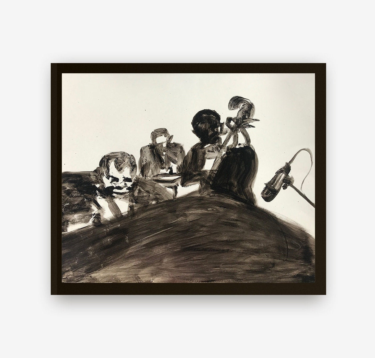 Jazz Acrylic Original Hand Drawn Paintings, Black and White Music Art, Dizzy Gillespie Jazz Quintet, Expressionism Art Decor Painting