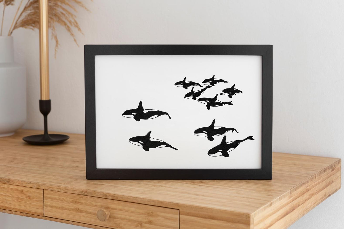 Orca Print, Digital Download, Black And White Printable, Orca Lover Gifts, Orca Poster, Orca Svg, Orca Clipart
