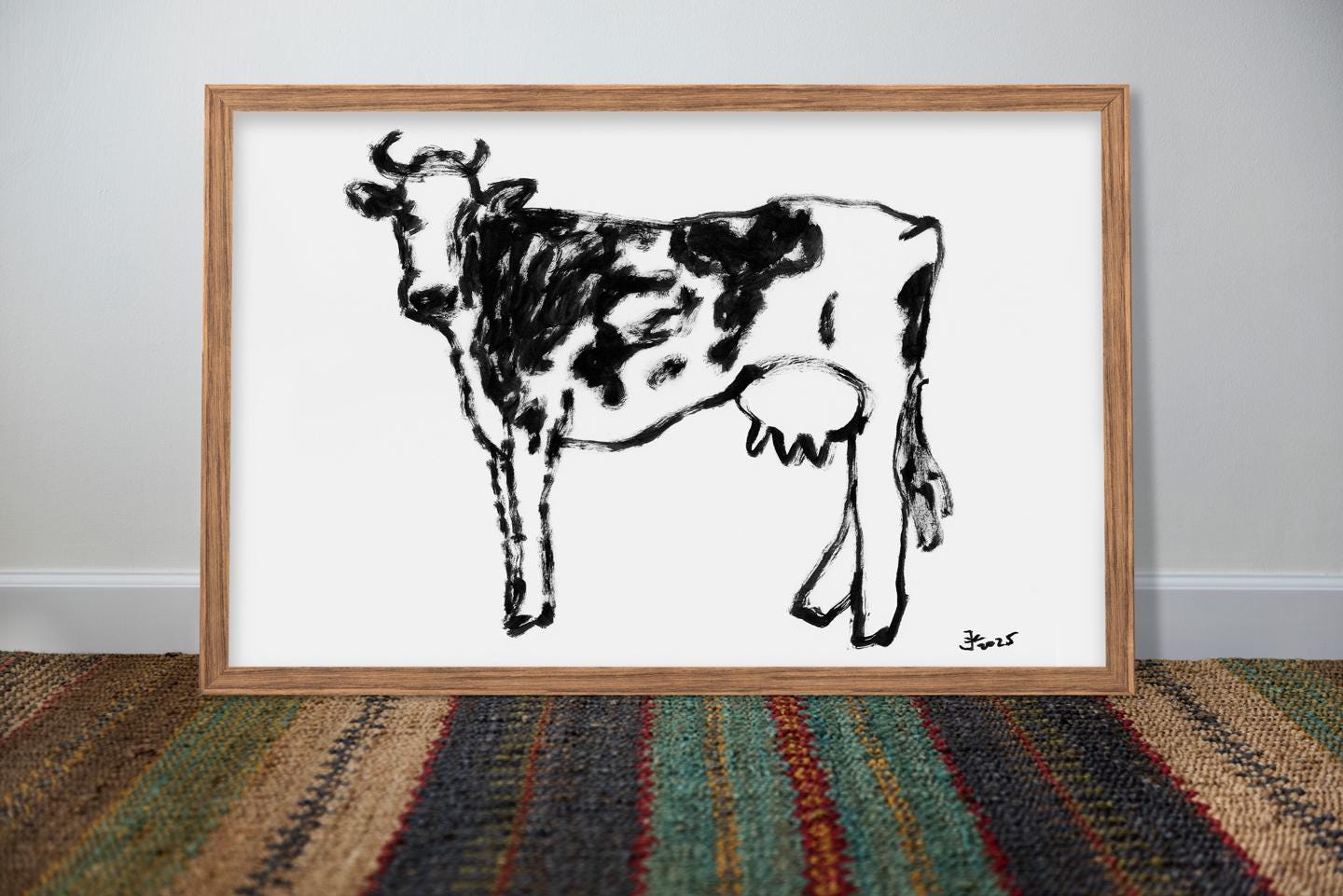 Cow Print, Farmhouse Decor, Country Wall Art, Cow Illustration, Trendy Wall Art, Rustic Animal Sketch, Cow Drawing, Cow Digital Download