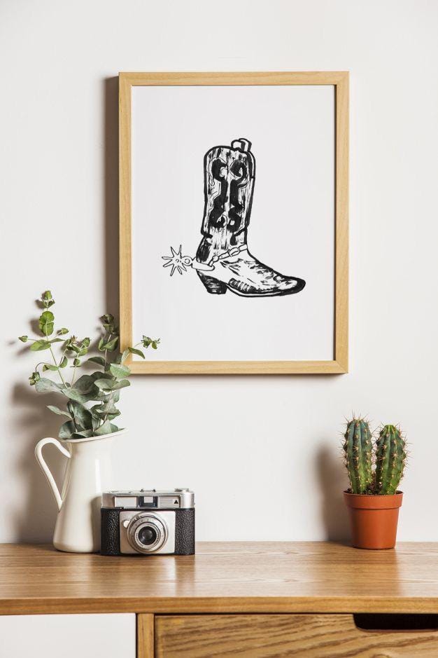 Cowgirl Print, Boots Wall Art, Western Decor Digital Download, Rustic Home Decor, Farmhouse Style, Printable Art, Cowgirl Decor