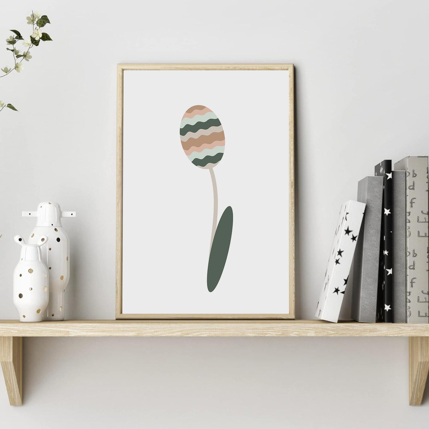 Easter Egg Flower Art Print | Rustic Holiday Decor for Home | Spring Artwork, Easter Decoration, Floral Wall Art