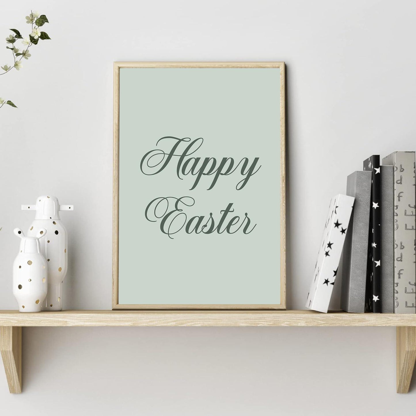 Happy Easter Sign | Typography Poster Trendy Easter Decor| Easter Quote Print | Spring Home Decor