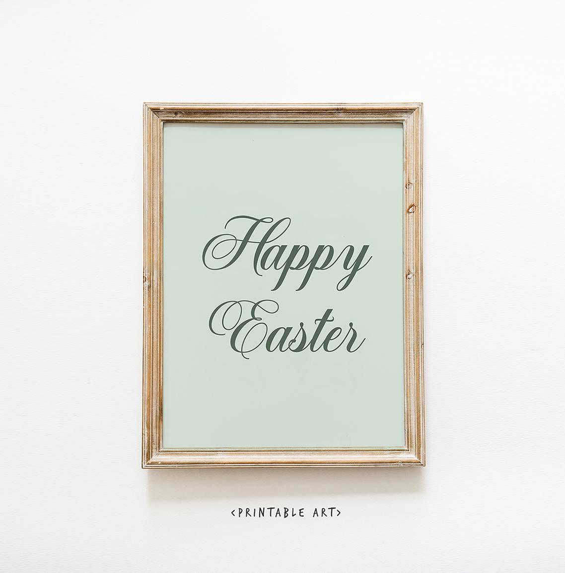 Happy Easter Sign | Typography Poster Trendy Easter Decor| Easter Quote Print | Spring Home Decor