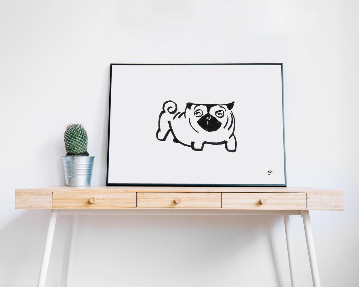 Pug Print, Digital Download, Black And White Printable, Pug Lover Gifts, Pug Poster, Pug Svg, Pug Clipart