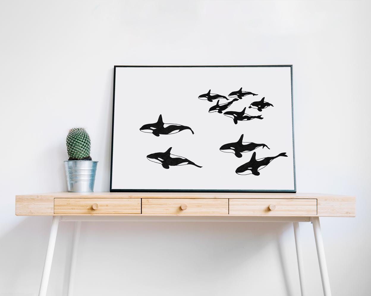 Orca Print, Digital Download, Black And White Printable, Orca Lover Gifts, Orca Poster, Orca Svg, Orca Clipart