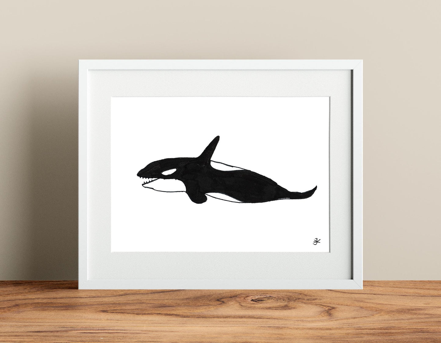 Orca Whale Print, Digital Download, Killer Whale Drawing, Orca Decor, Printable Wildlife print, Orca Illustration