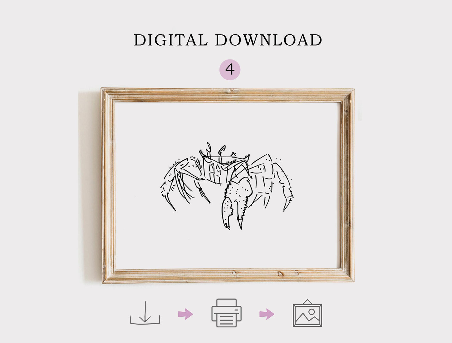 Set of 6 Crab Prints, Digital Download, Maritime Decor, Minimalist Crab Wall Art, Nautical Home Decor Bundle, Coastal Living Room Decor