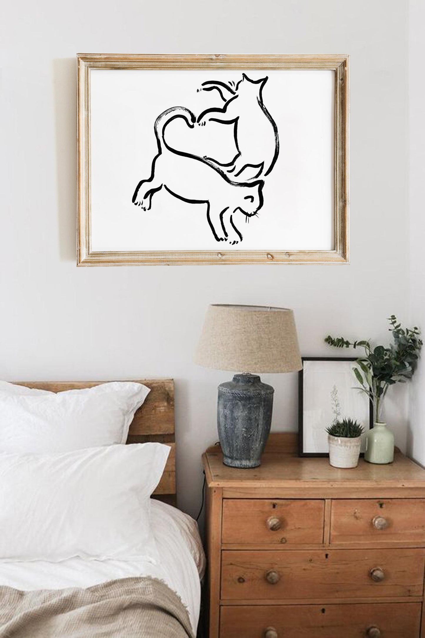Two Kitties Playing: Adorable Cat Décor, Whimsical Pet Art Print, Cute Animal Illustration, Perfect Gift Idea for Cat Lovers, Digital Print