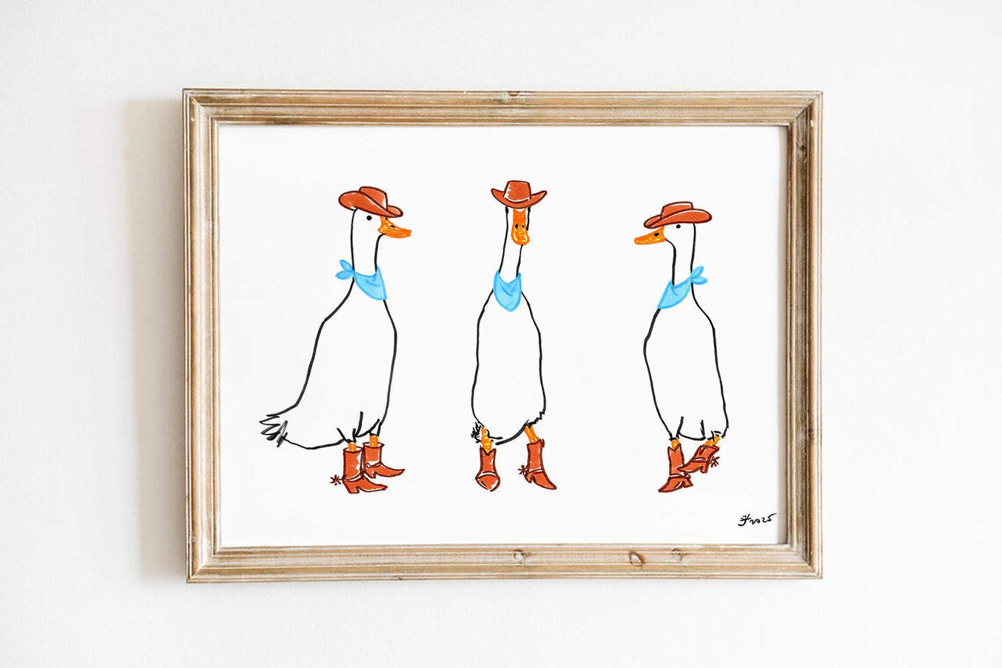 Set of 4 Silly Goose Prints, Digital Download, Nursery Cowgirl Goose Wall, Trendy Western Wall Art, Farmhouse Decor, Cowboy Goose Poster
