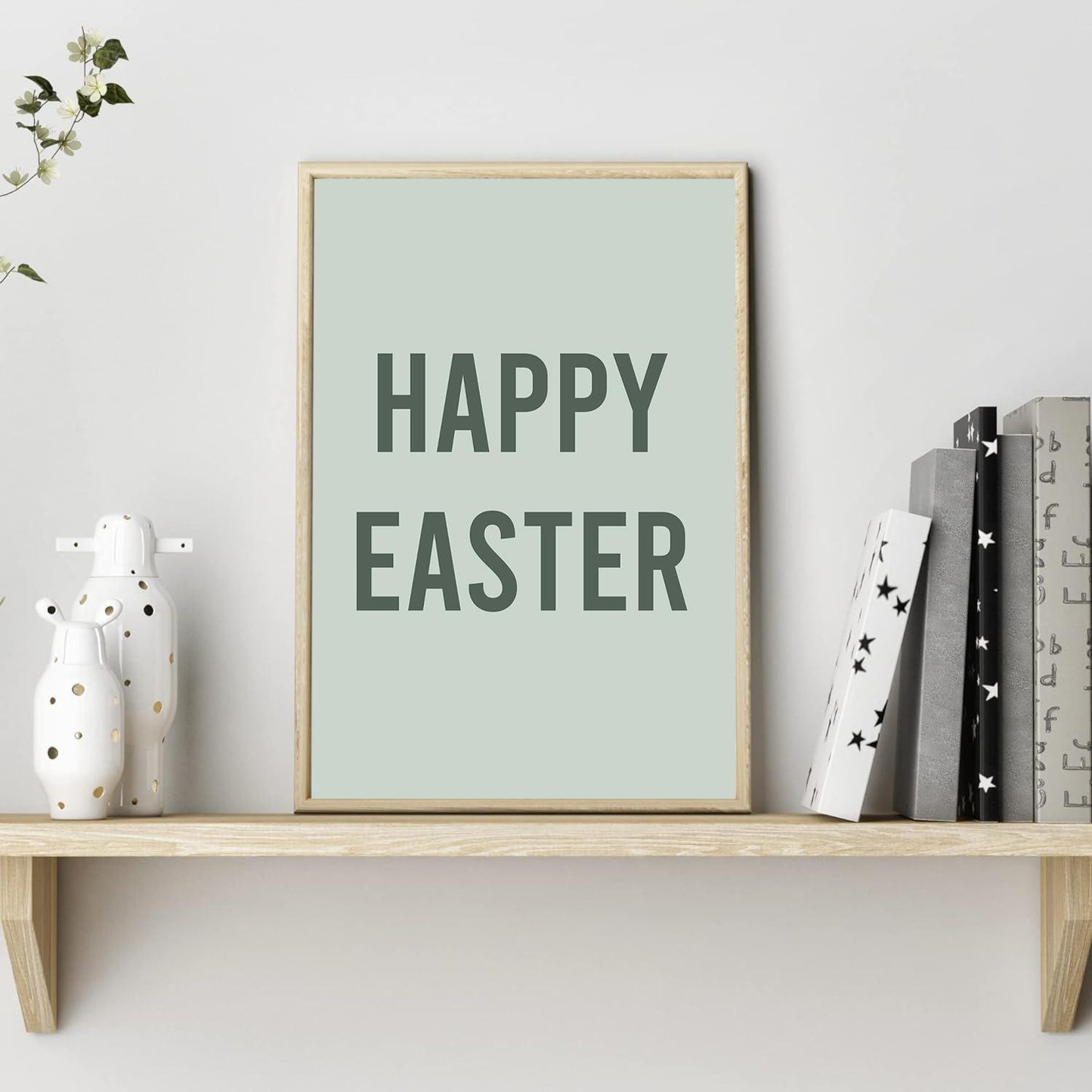 Happy Easter Green Poster | Digital Download Spring Decor | Trendy Art for Home & Office | Eco-Friendly Easter Decor