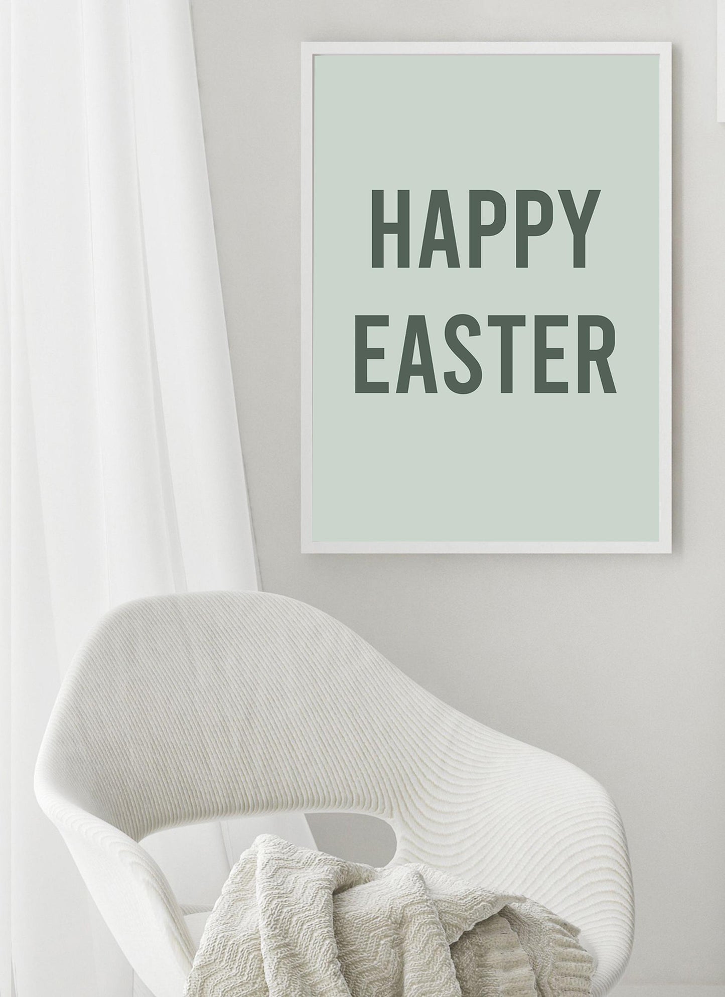 Happy Easter Green Poster | Digital Download Spring Decor | Trendy Art for Home & Office | Eco-Friendly Easter Decor