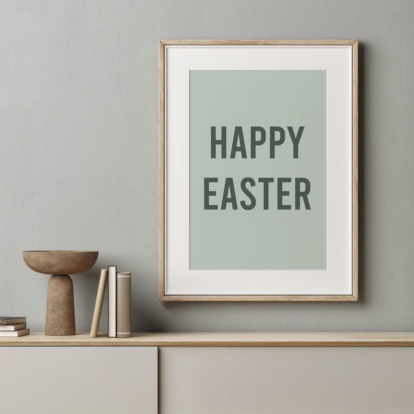 Happy Easter Green Poster | Digital Download Spring Decor | Trendy Art for Home & Office | Eco-Friendly Easter Decor