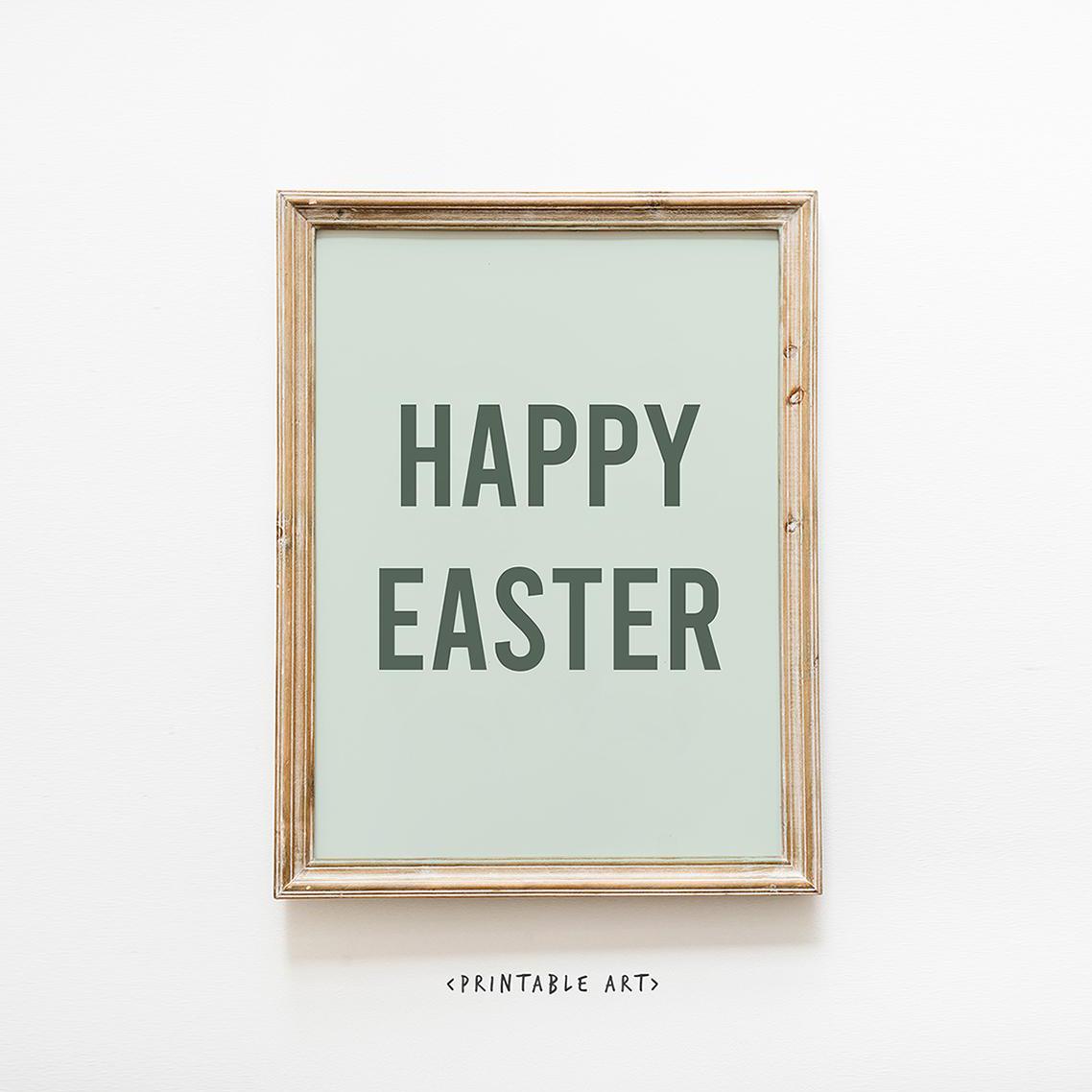 Happy Easter Green Poster | Digital Download Spring Decor | Trendy Art for Home & Office | Eco-Friendly Easter Decor