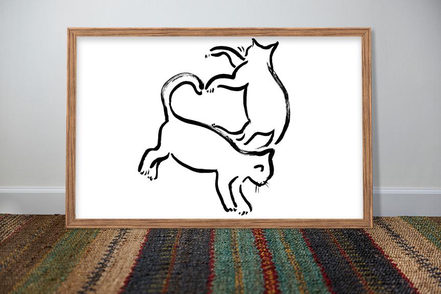 Two Kitties Playing: Adorable Cat Décor, Whimsical Pet Art Print, Cute Animal Illustration, Perfect Gift Idea for Cat Lovers, Digital Print