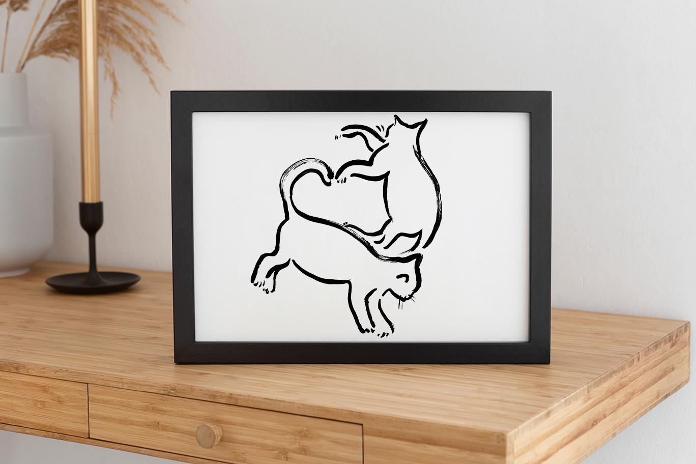 Two Kitties Playing: Adorable Cat Décor, Whimsical Pet Art Print, Cute Animal Illustration, Perfect Gift Idea for Cat Lovers, Digital Print